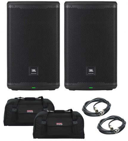 JBL EON710 1300瓦10英寸2电源扬声器与鳄鱼GPA-TOTE10包和XLR电缆